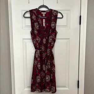 LOFT Red Sleeveless V-Neck Sundress